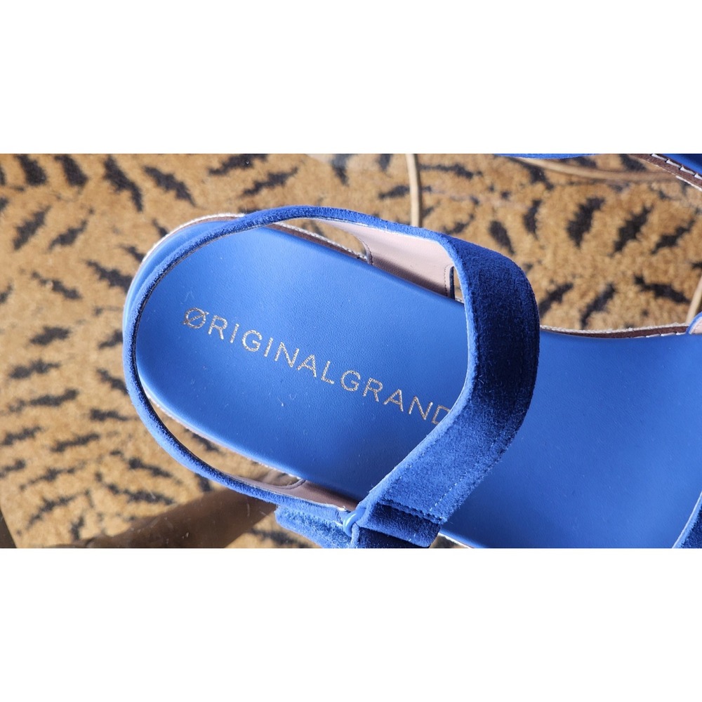 $190 Cole Haan Women's ØG Blue Suede Peyton Flatform Sandals Sz 9.5 W32542 - Picture 9 of 9